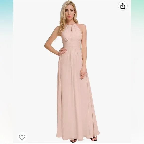 Aw Bridal | Dresses | Nwt Aw Bridal Keyhole Chiffon Bridesmaid Dresses Long  Formal Dress In Pearl Pink